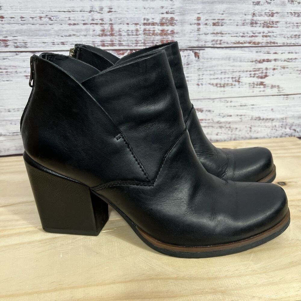 KORKS Kork-Ease Dyoma Booties Ankle Boots Women’s 8 M Black Block Heel Leather